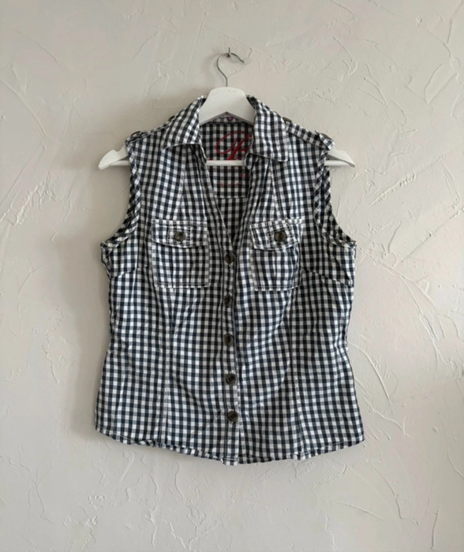 Blouse - chemise sans manches vichy vintage taille 38